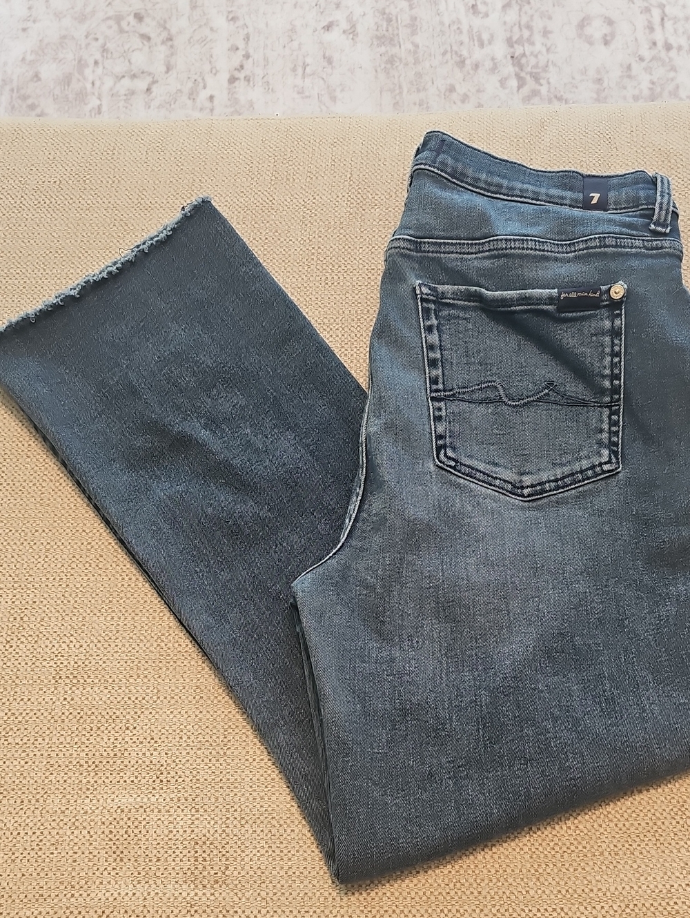 7 For All Mankind Dark Blue Wide Leg Jeans High Waist Slim Kick - Warrenton